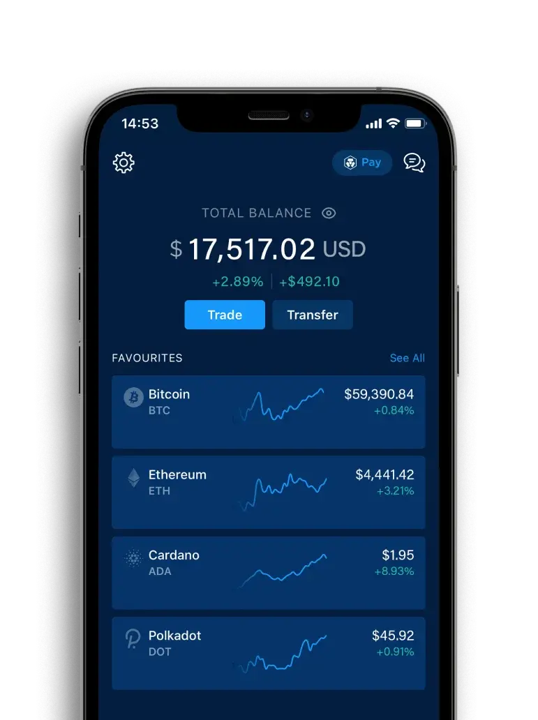 Mobile phone screen displaying total balance with Crypto.com App